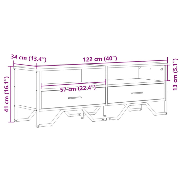 tv-bord 122x34x41 cm konstrueret træ sonoma-eg