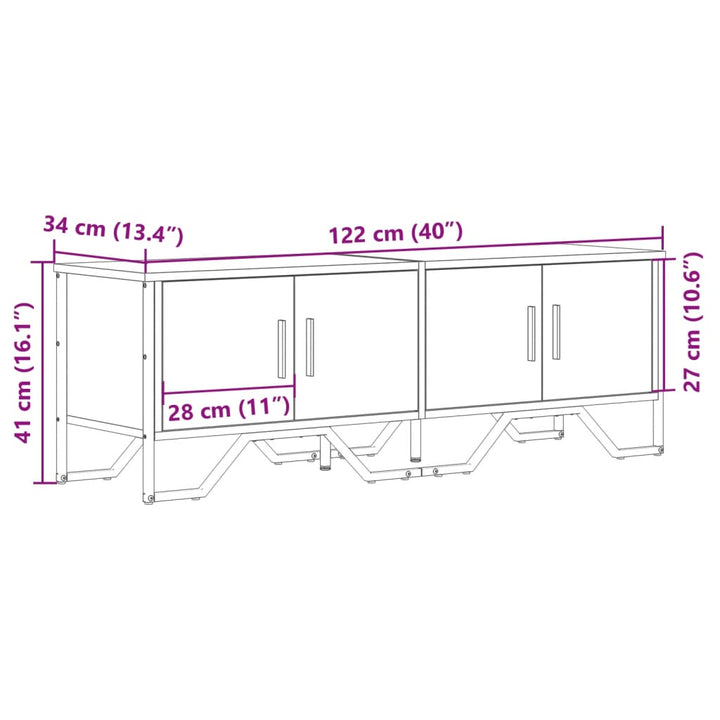 tv-bord 122x34x41 cm konstrueret træ røget egetræsfarve