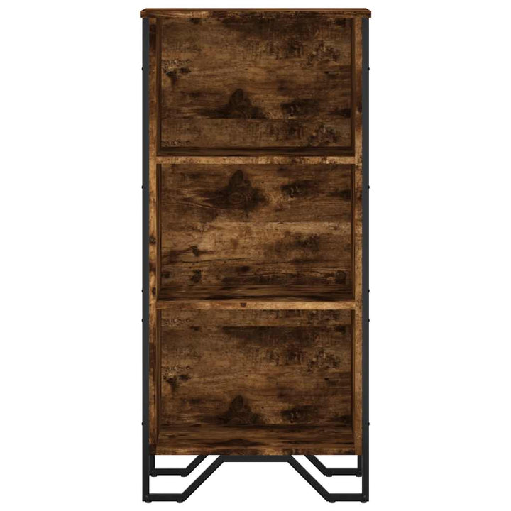 bogreol 50x31x106 cm konstrueret træ røget egetræsfarve