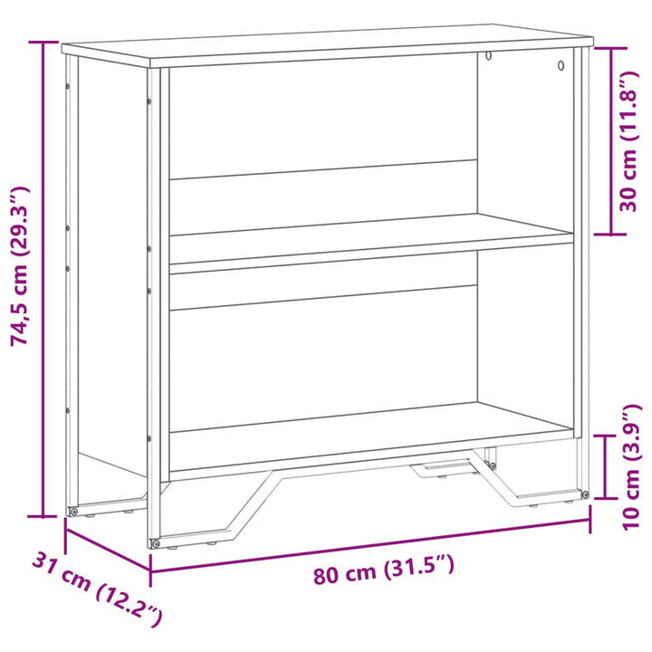 bogreol 80x31x74,5 cm konstrueret træ grå sonoma-eg
