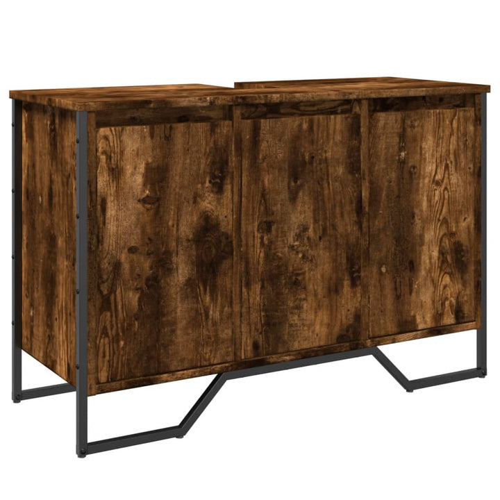 underskab til håndvask 91x35x60 cm konstrueret træ røget eg