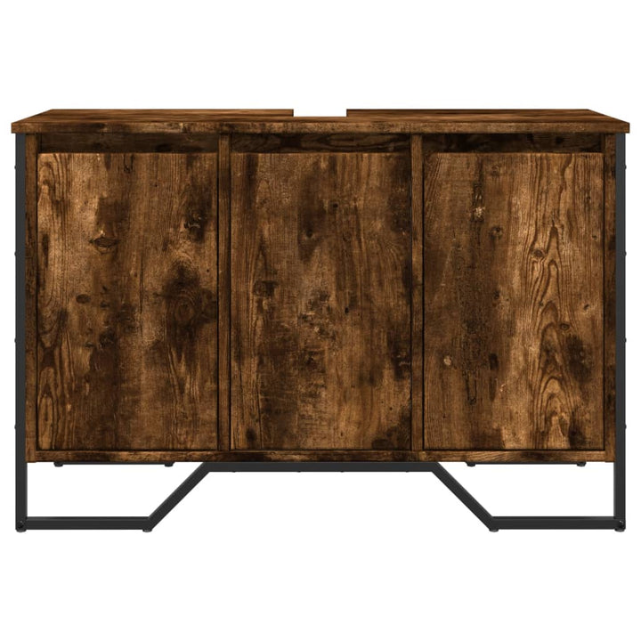 underskab til håndvask 91x35x60 cm konstrueret træ røget eg