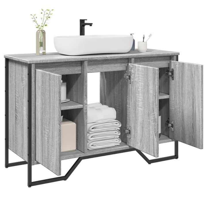 underskab til vask 91x35x60 cm konstrueret træ grå sonoma-eg