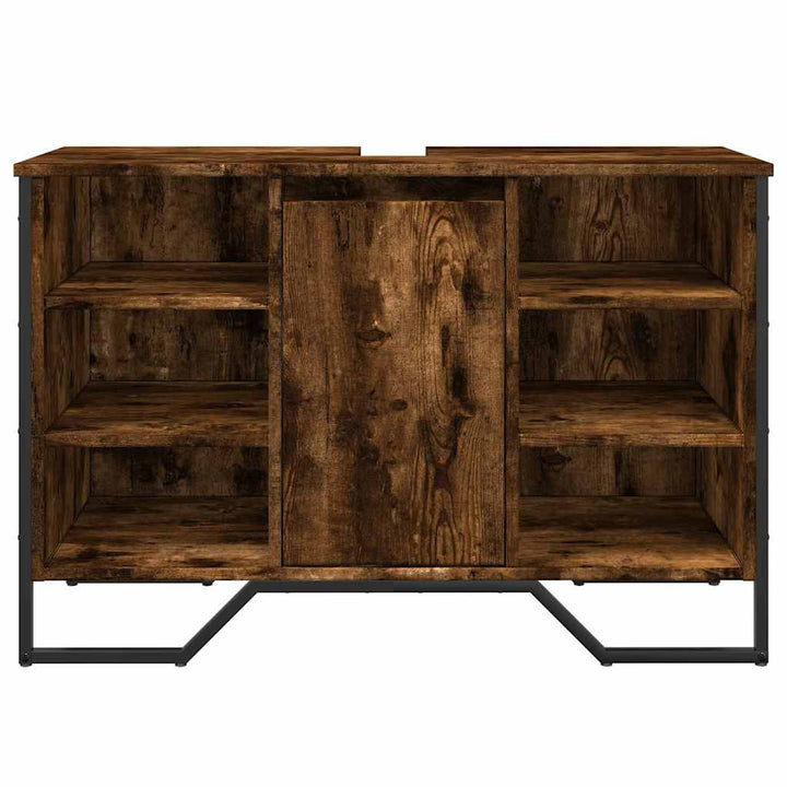underskab til håndvask 91x35x60 cm konstrueret træ røget eg