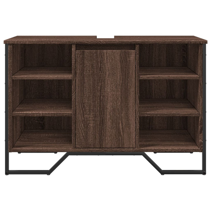 underskab til håndvask 91x35x60 cm konstrueret træ brunt eg