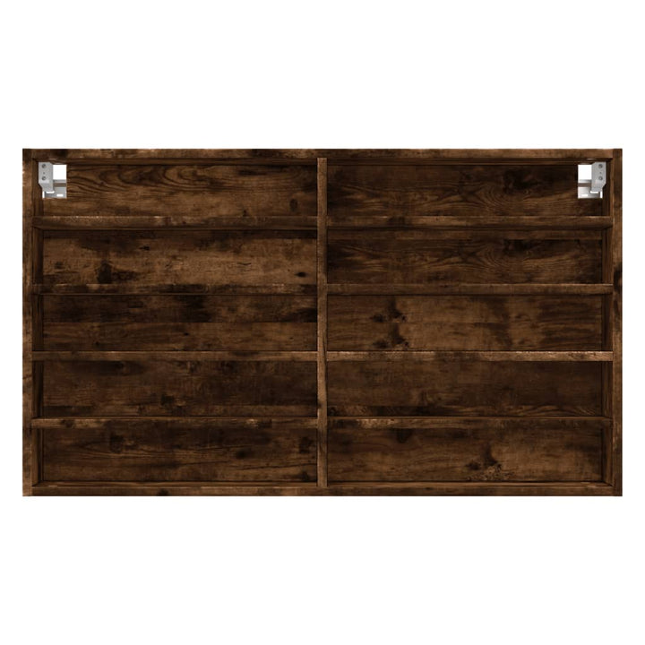 vitrineskab 100x15x58 cm konstrueret træ røget egetræsfarve