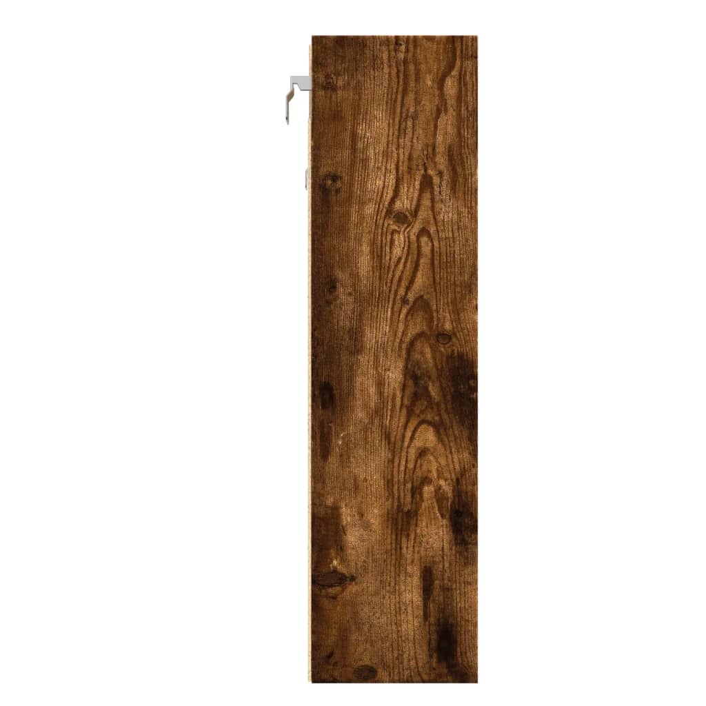vitrineskab 100x15x58 cm konstrueret træ røget egetræsfarve