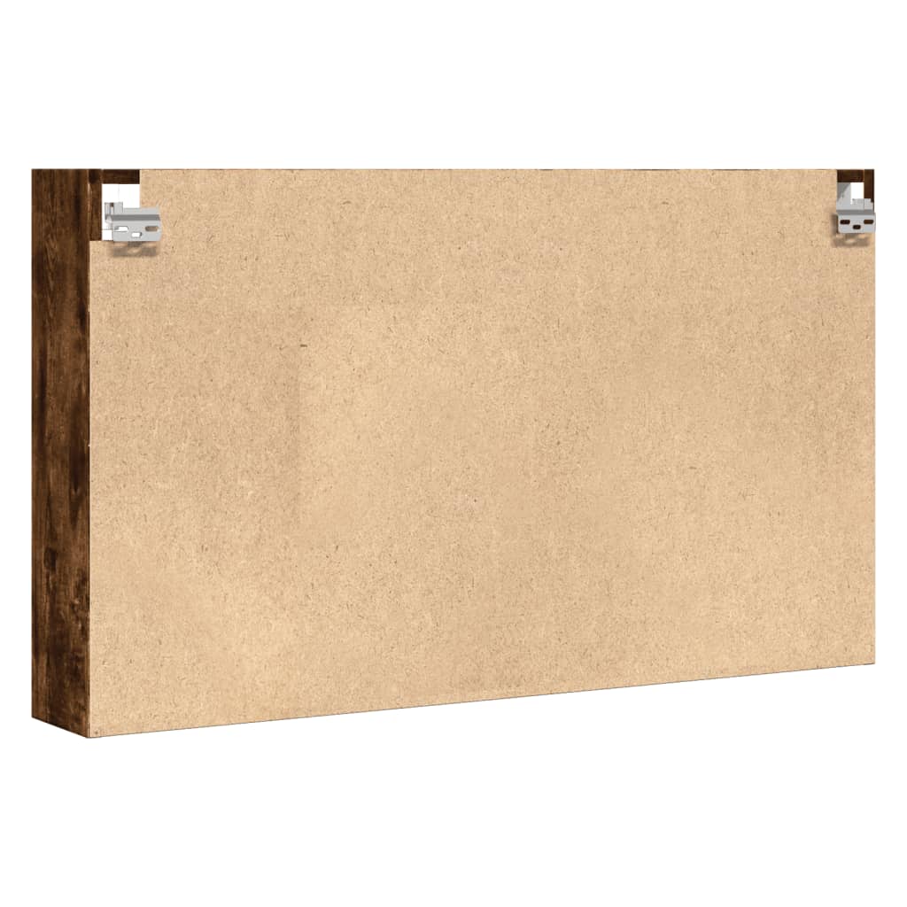 vitrineskab 100x15x58 cm konstrueret træ røget egetræsfarve