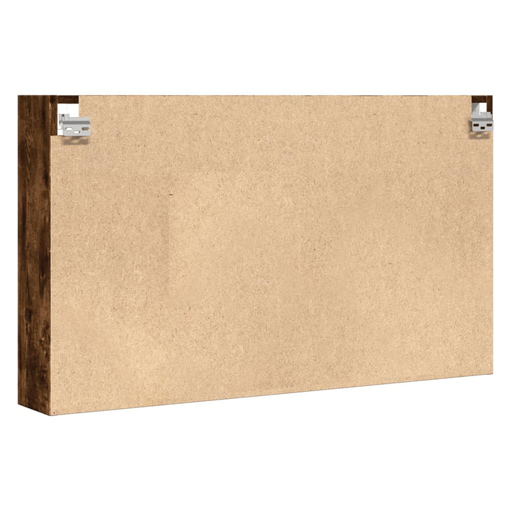 vitrineskab 100x15x58 cm konstrueret træ røget egetræsfarve