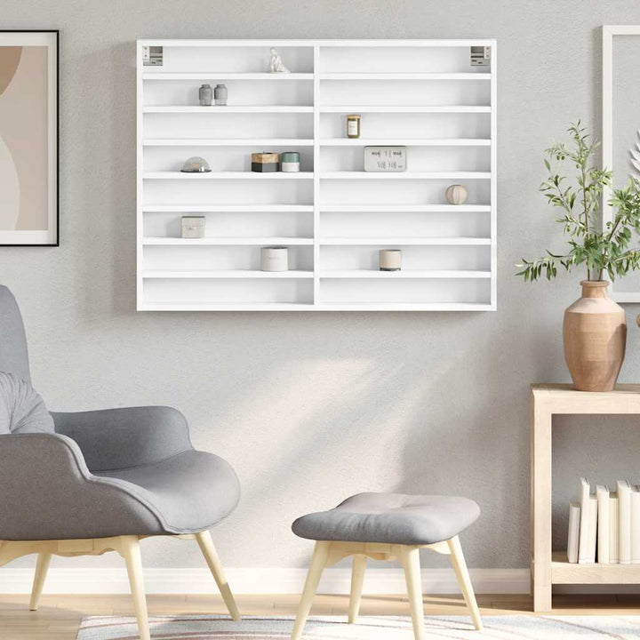 vitrineskab 100x8,5x75 cm spånplade hvid