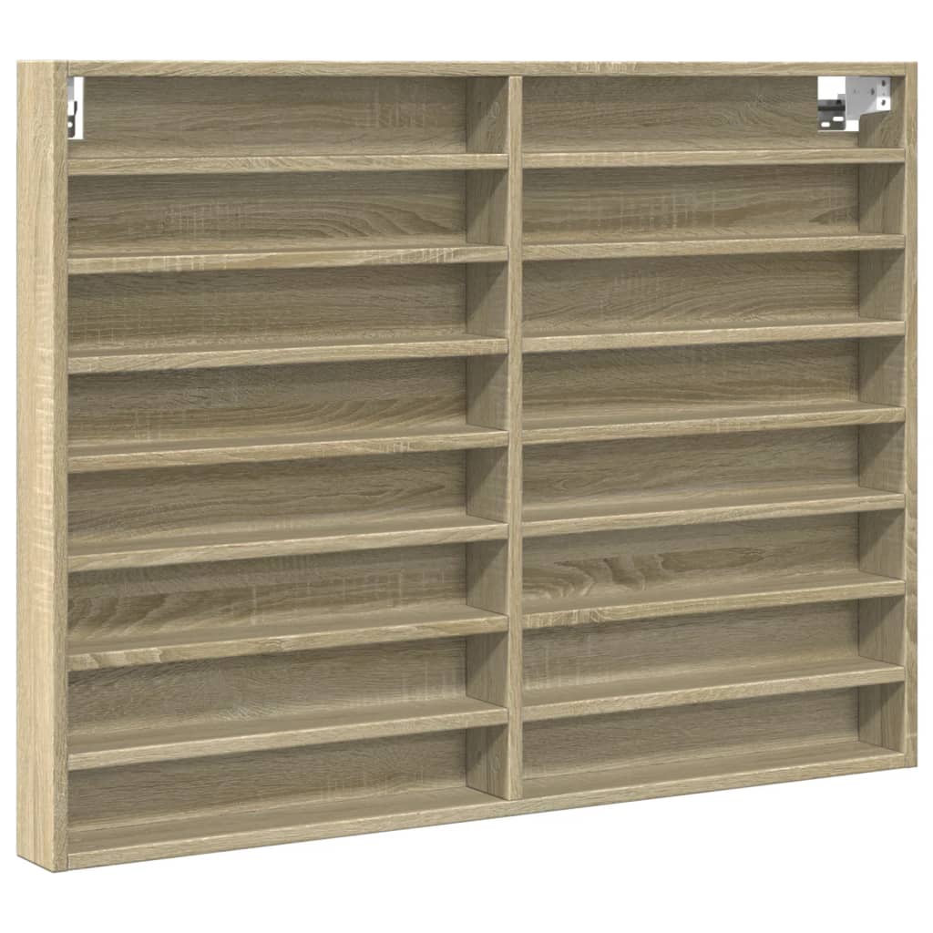 vitrineskab 100x8,5x75 cm konstrueret træ sonoma-eg