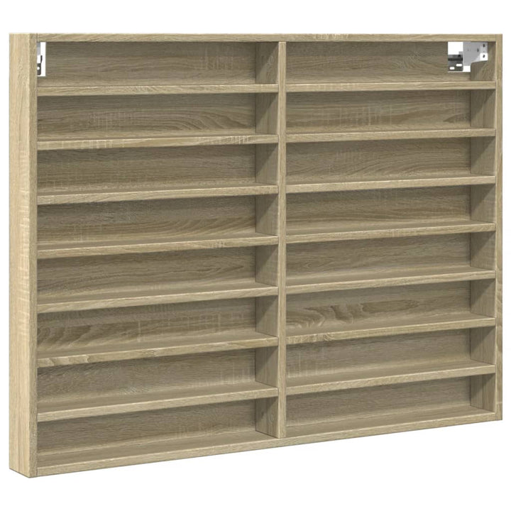 vitrineskab 100x8,5x75 cm konstrueret træ sonoma-eg