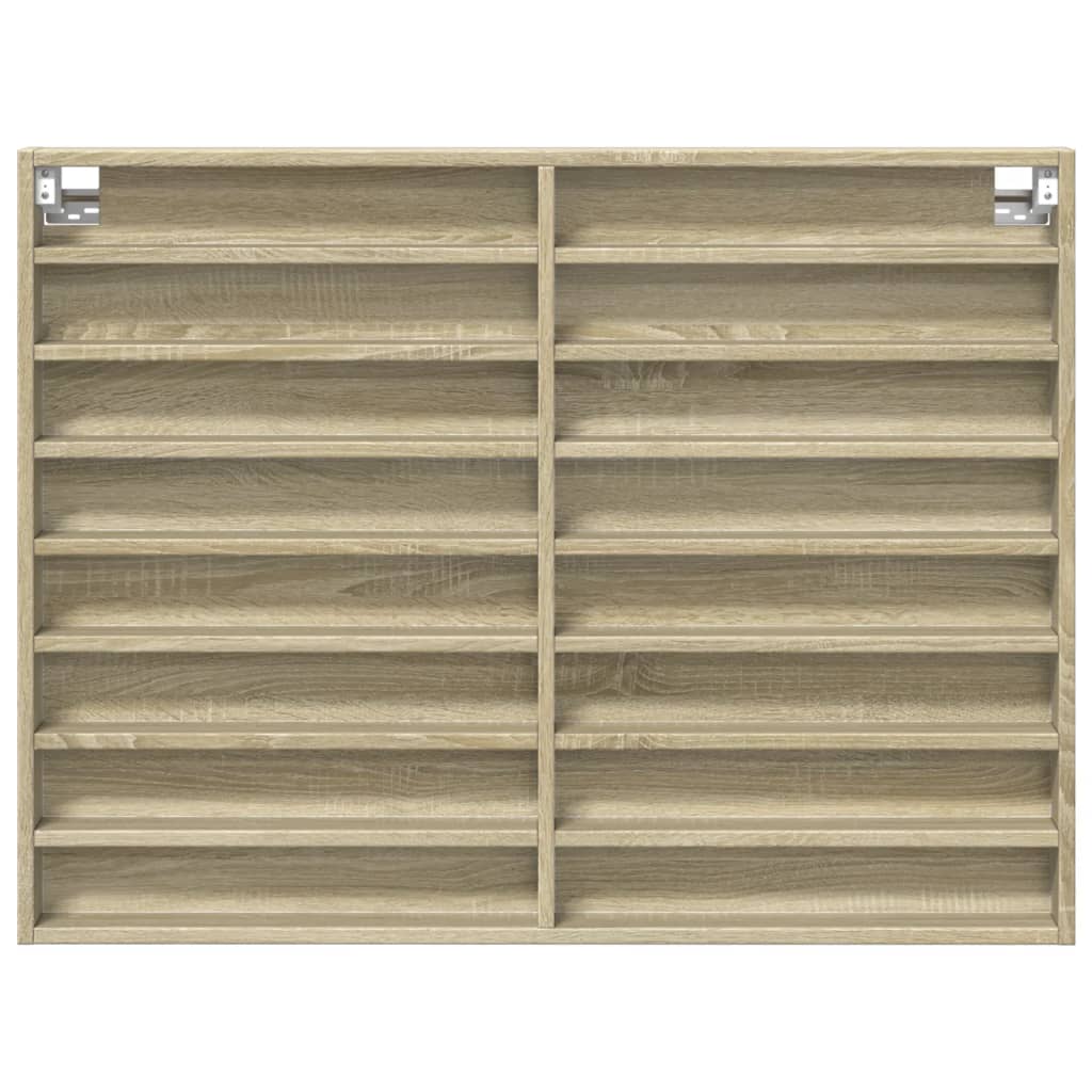 vitrineskab 100x8,5x75 cm konstrueret træ sonoma-eg