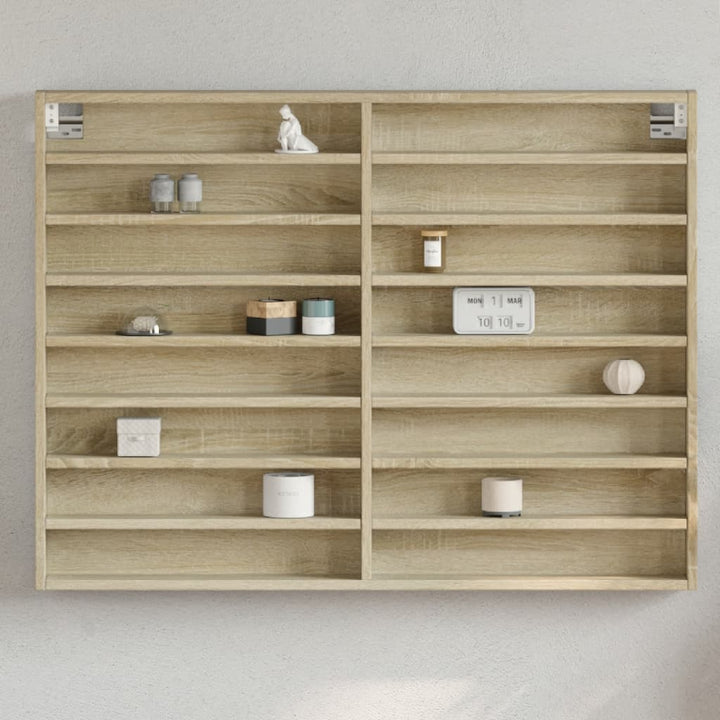 vitrineskab 100x8,5x75 cm konstrueret træ sonoma-eg