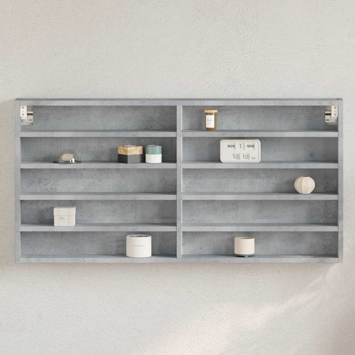 vitrineskab 100x8,5x50 cm konstrueret træ betongrå