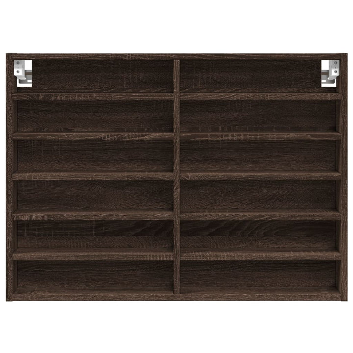 vitrineskab 80x8,5x58 cm konstrueret træ brun egetræsfarve