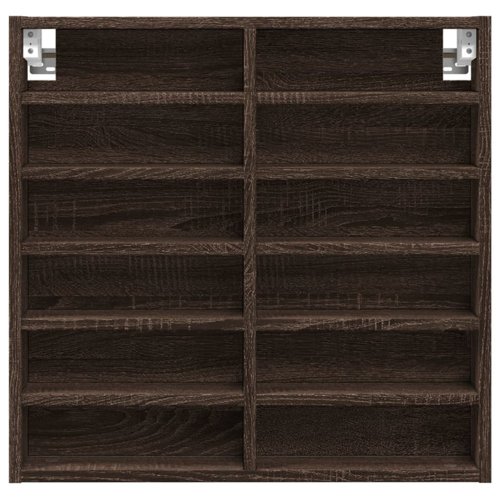 vitrineskab 60x8,5x58 cm konstrueret træ brun egetræsfarve