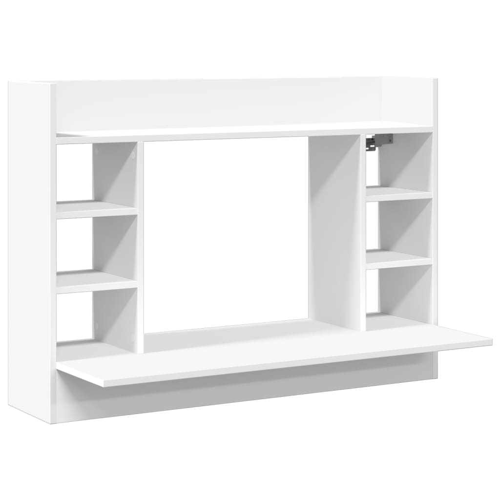 væghængt skrivebord 105x48x75 cm konstrueret træ hvid