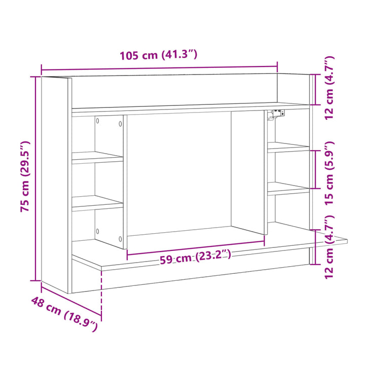 væghængt skrivebord 105x48x75 cm konstrueret træ hvid