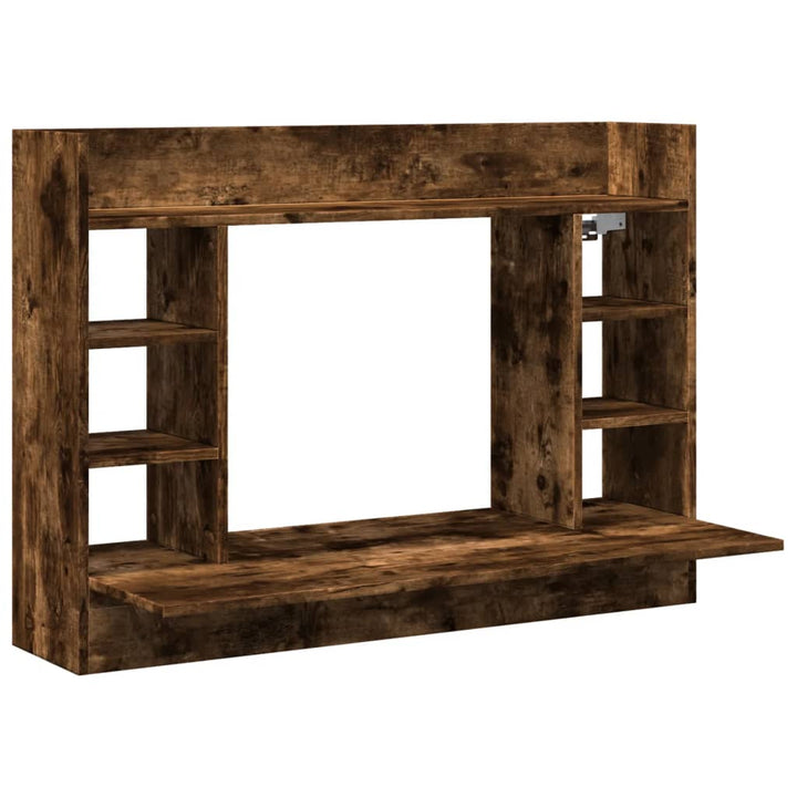 væghængt skrivebord 105x48x75 cm konstrueret træ røget egetræ