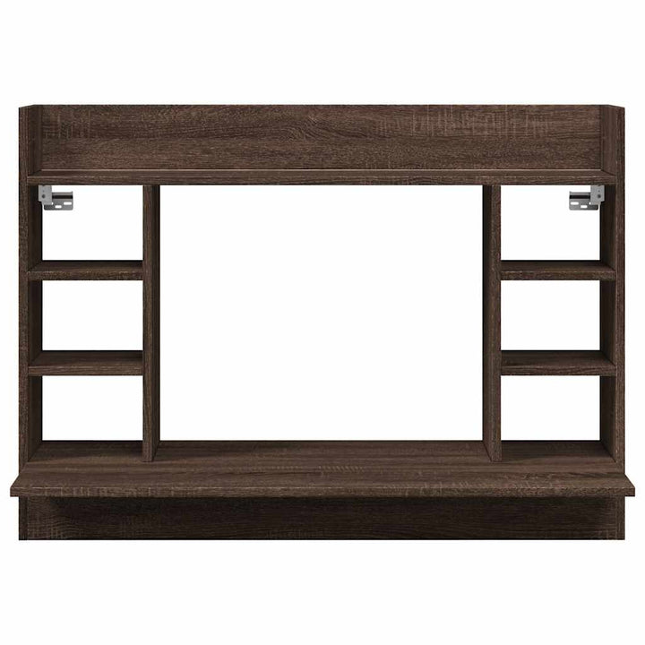 væghængt skrivebord 105x48x75 cm konstrueret træ brun egetræ