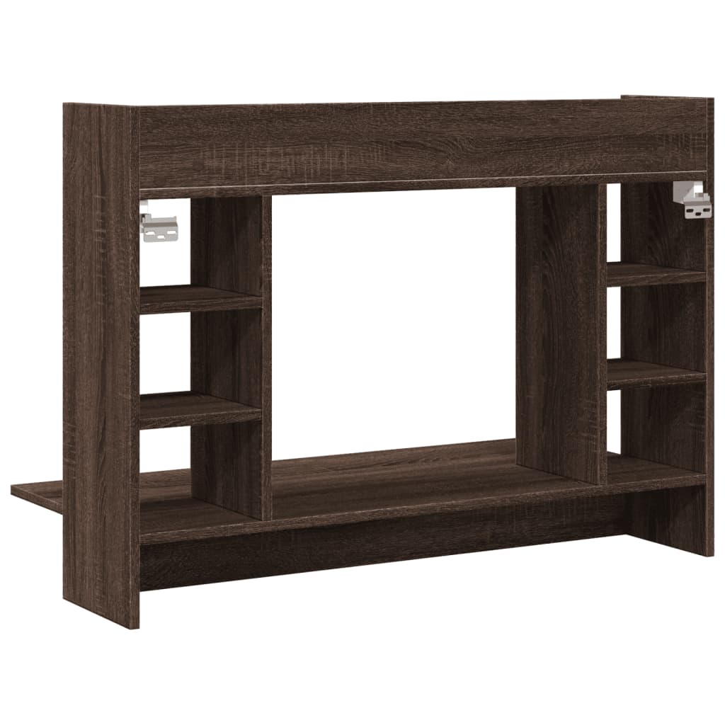væghængt skrivebord 105x48x75 cm konstrueret træ brun egetræ