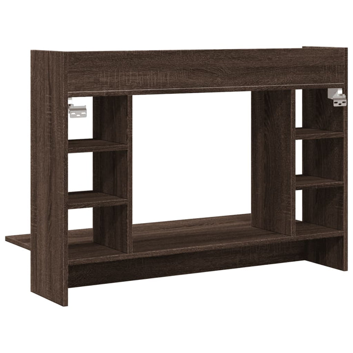 væghængt skrivebord 105x48x75 cm konstrueret træ brun egetræ