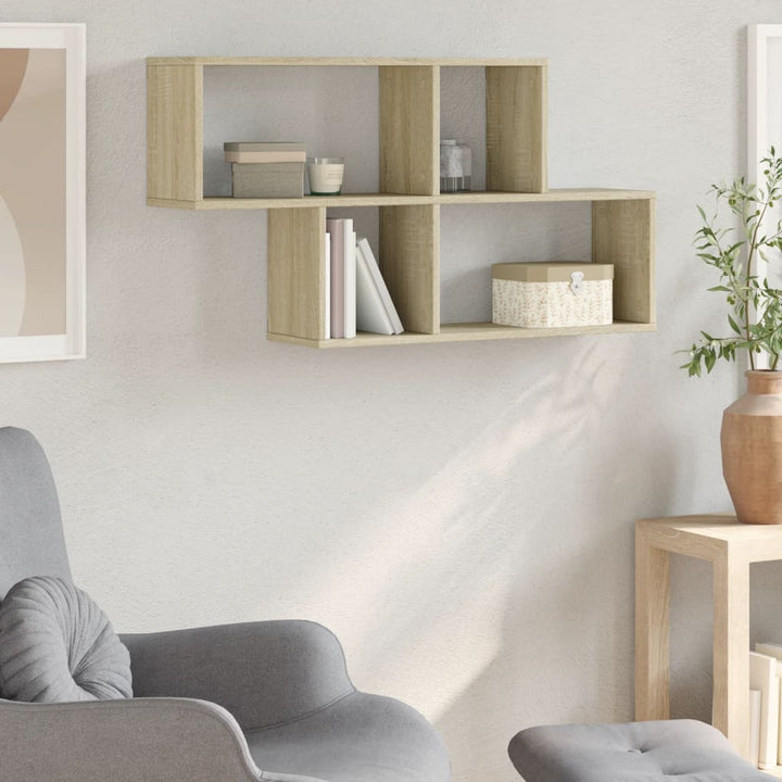 væghylde 100x20x53 cm konstrueret træ sonoma-eg