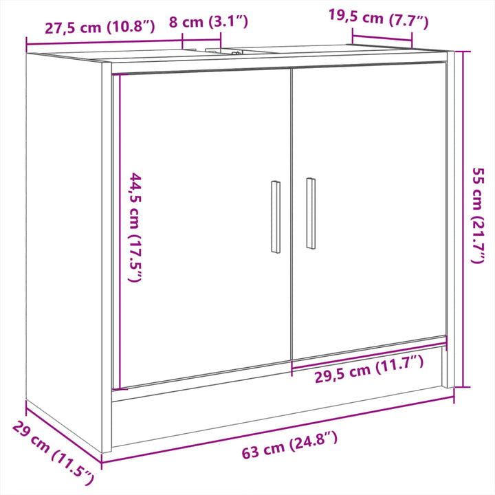 underskab 63x29x55 cm konstrueret træ sonoma-eg