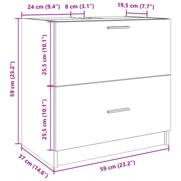underskab til håndvask 59x37x59 cm konstrueret træ sonoma-eg