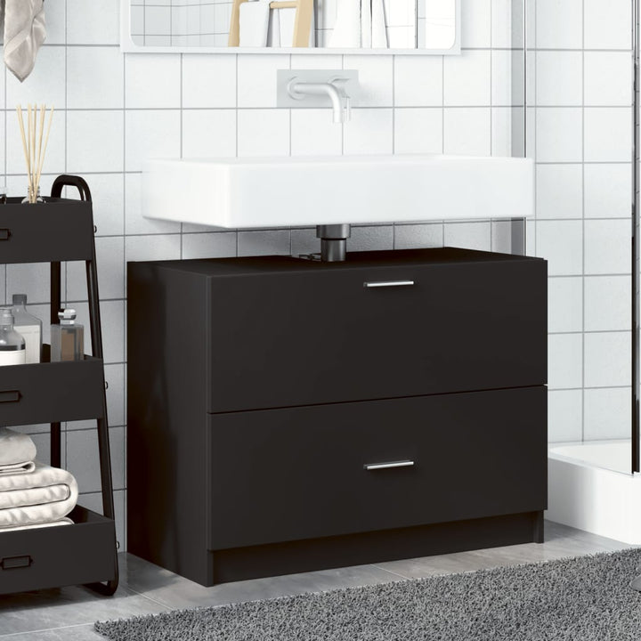 underskab til håndvask 78x37x59 cm konstrueret træ sort