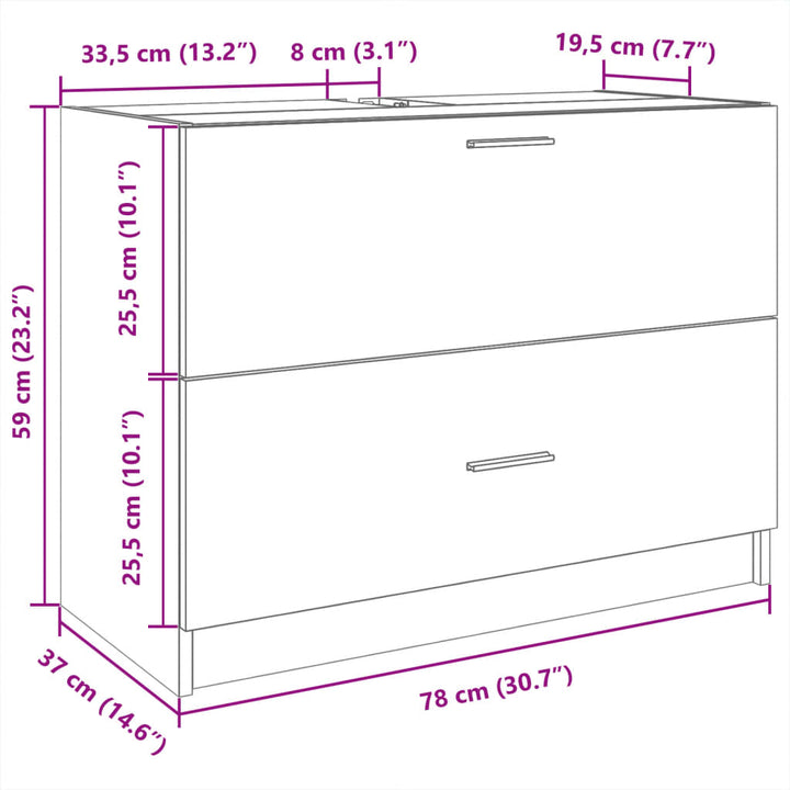 underskab til håndvask 78x37x59 cm konstrueret træ sort