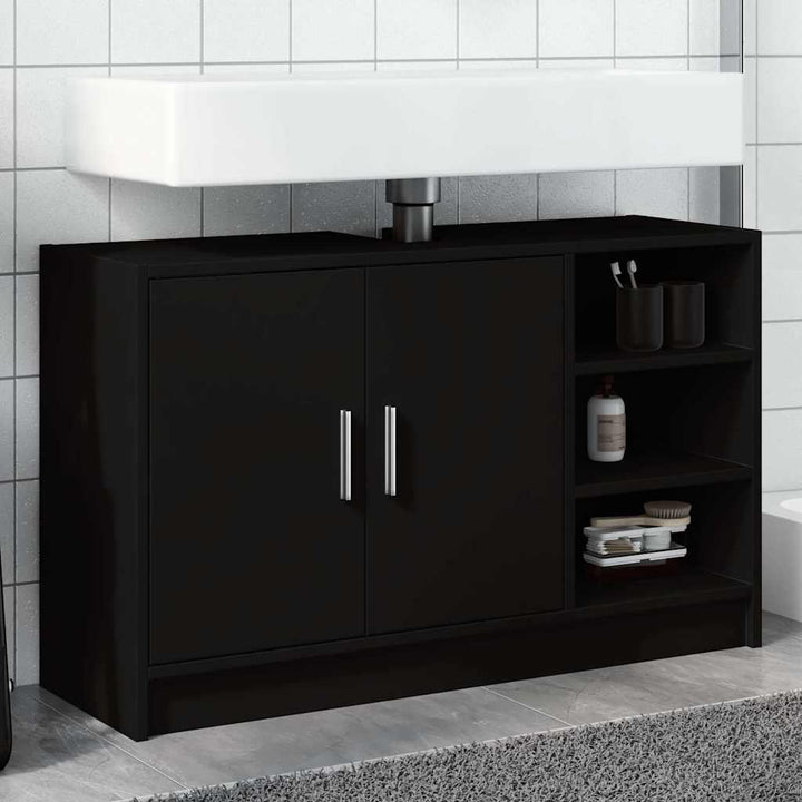 underskab til håndvask 90x29x55 cm konstrueret træ sort