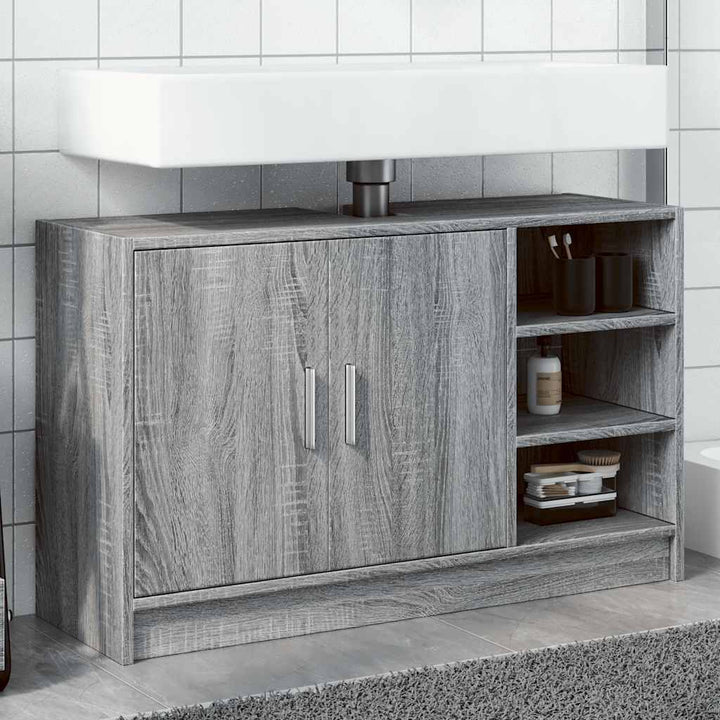 skab til håndvask 90x29x55 cm konstrueret træ grå sonoma-eg