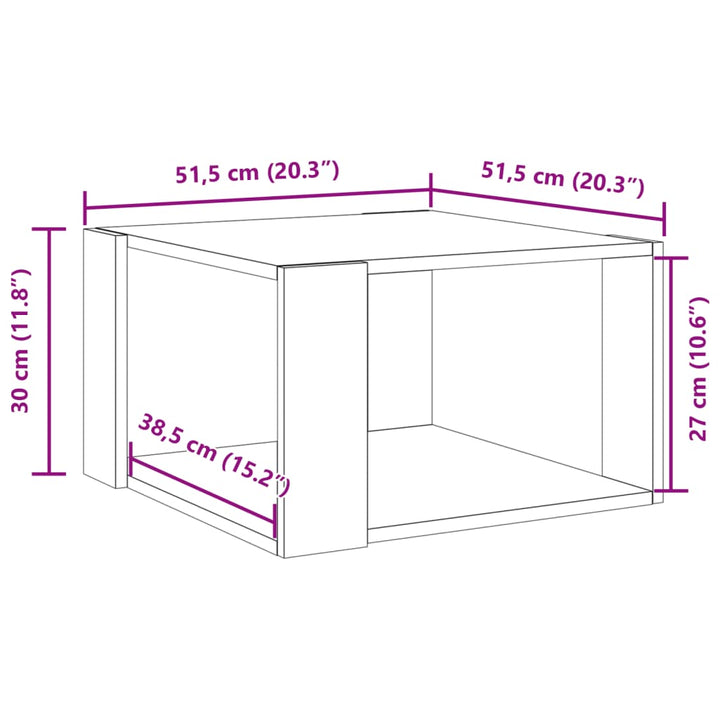 sofabord 51,5x51,5x30 cm konstrueret træ grå sonoma-eg