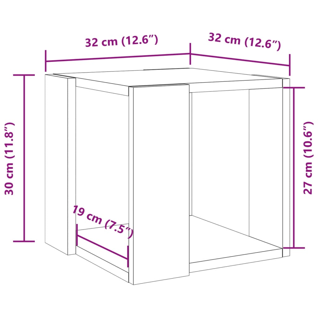 sofabord 32x32x30 cm konstrueret træ betongrå