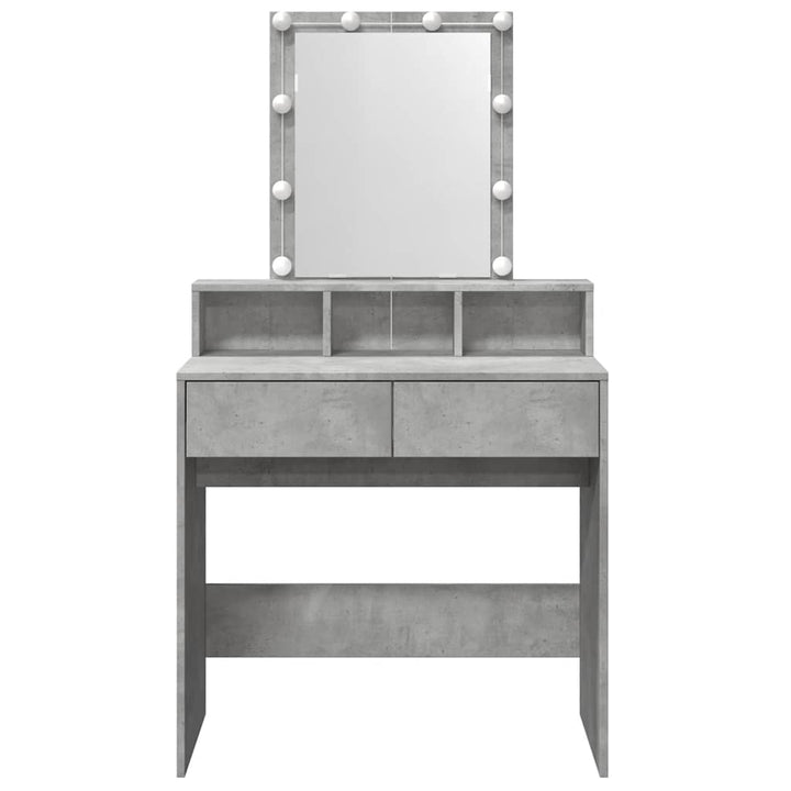 makeupbord med LED-lys 80x41x144,5 cm betongrå