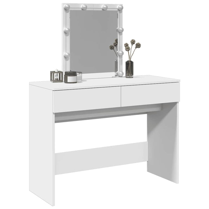 makeupbord med LED-lys 100x40x130 cm hvid