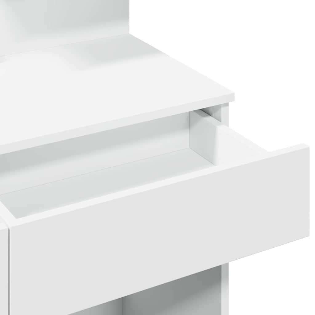 makeupbord med LED-lys 100x40x130 cm hvid