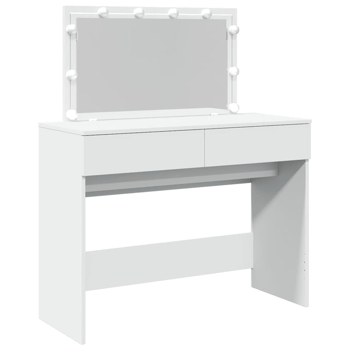 makeupbord med LED-lys 100x40x120 cm hvid