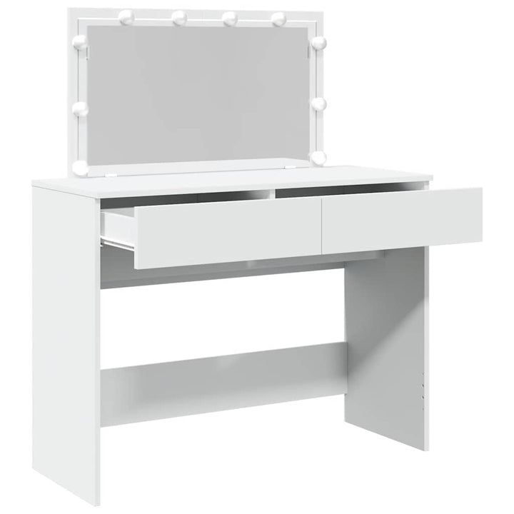 makeupbord med LED-lys 100x40x120 cm hvid