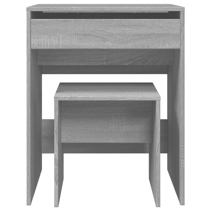 kosmetikbord med skammel 60x40x113,5 cm grå sonoma-eg