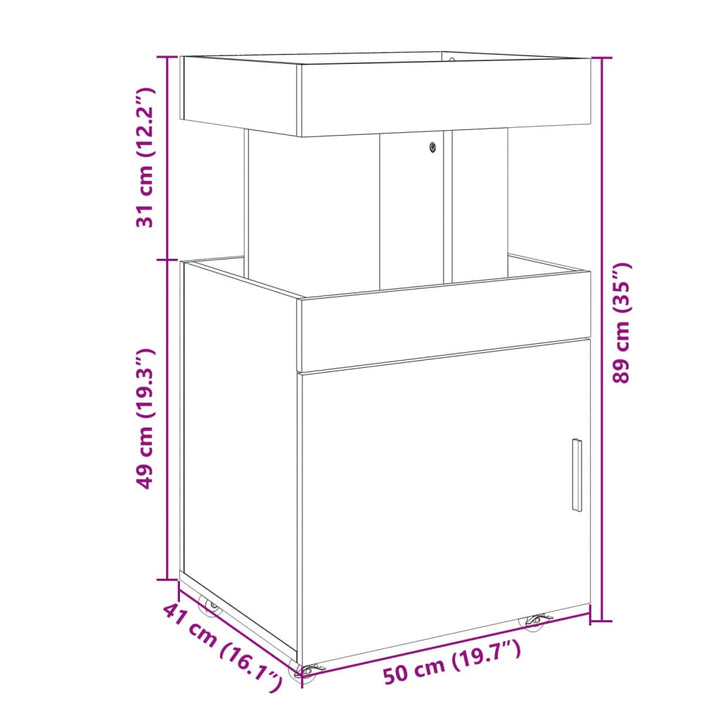 barvogn 50x41x89 cm konstrueret træ sonoma-eg