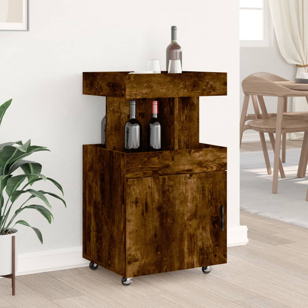 barvogn 50x41x89 cm konstrueret træ røget egetræsfarve