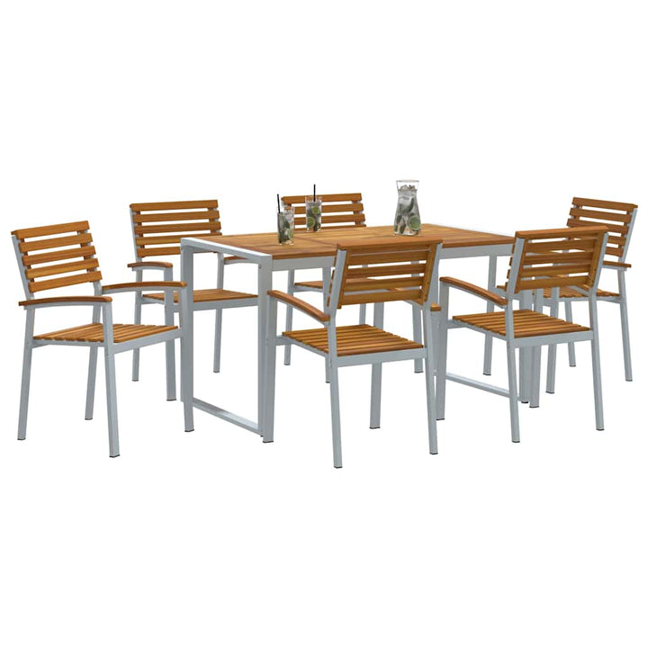 Have Spisebordssæt 7 stk. Grå Massivt Akacietræ