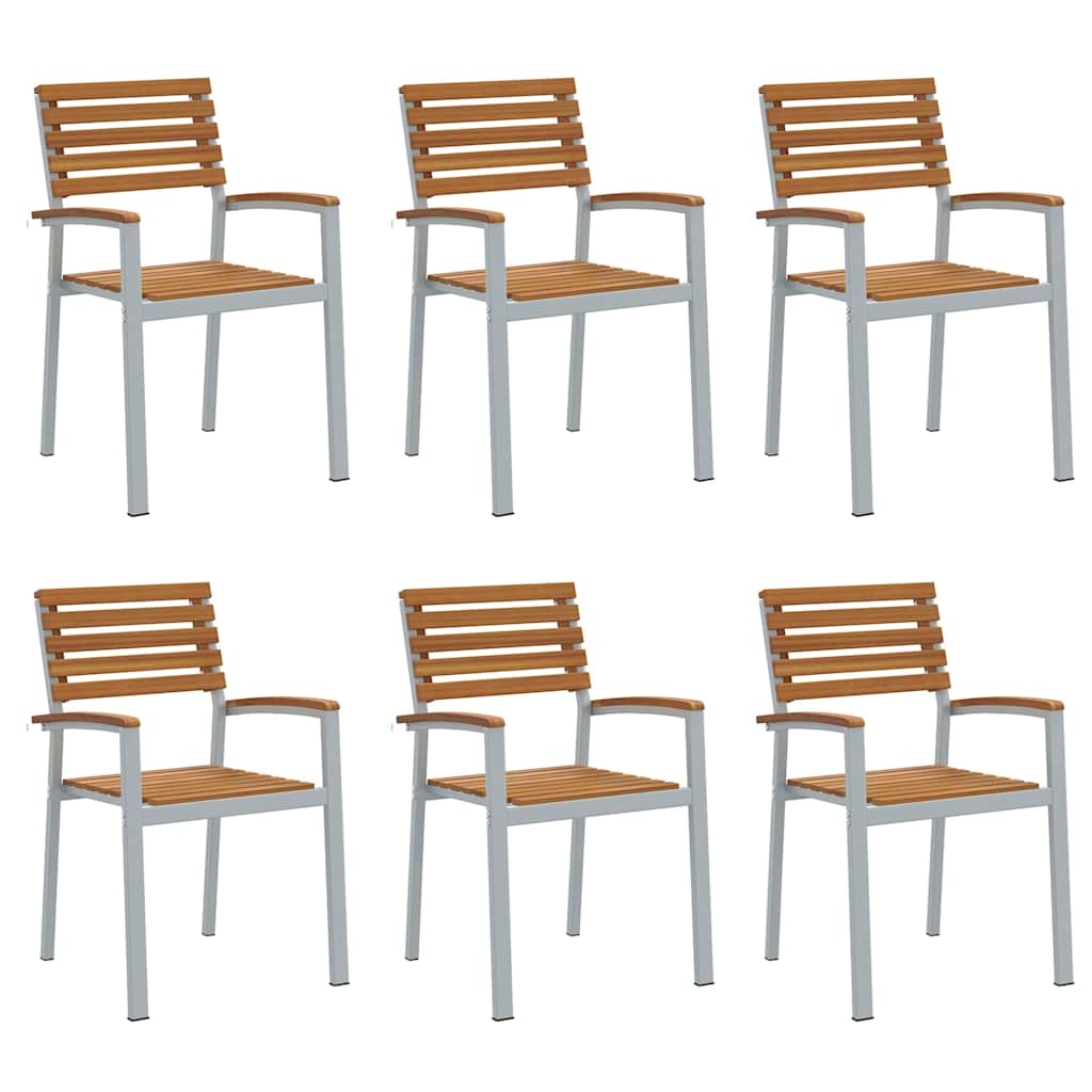Have Stol 6 stk. Brun Massivt Akacietræ Stabelbar