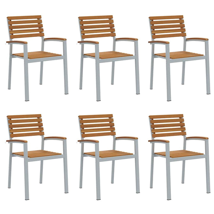 Have Stol 6 stk. Brun Massivt Akacietræ Stabelbar