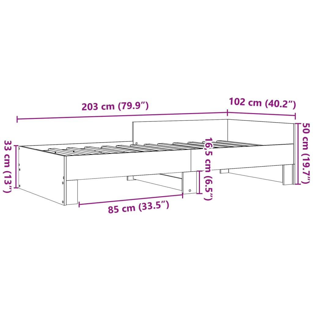 sengeramme 100x200 cm uden madras konstrueret træ sonoma-eg
