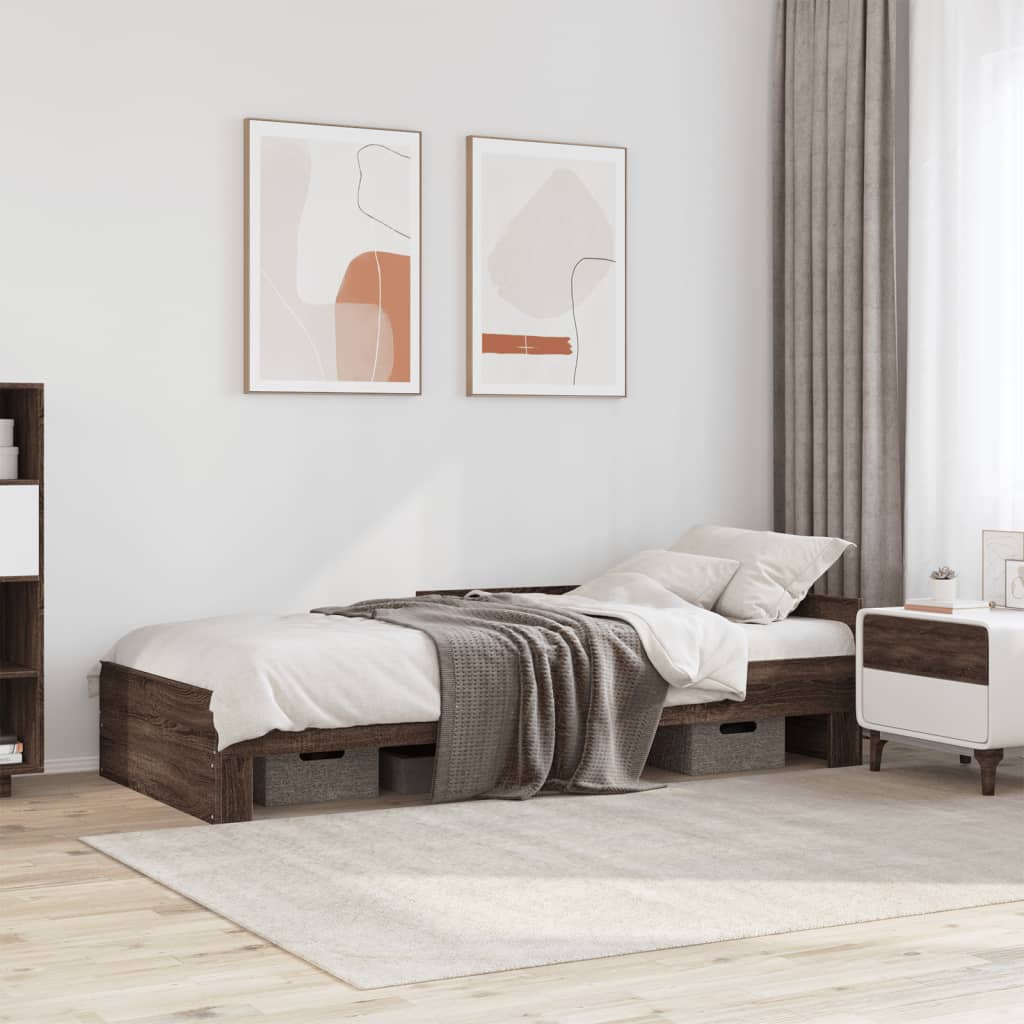 sengeramme 100x200 cm uden madras konstrueret træ brunt eg