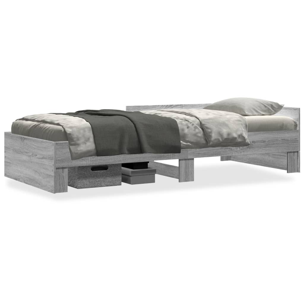 sengeramme 90x200 cm konstrueret træ grå sonoma-eg